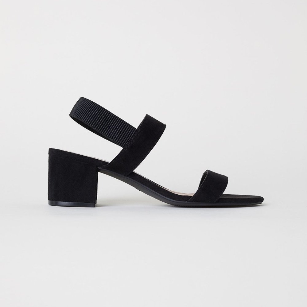 Divided Black Heel Sandals